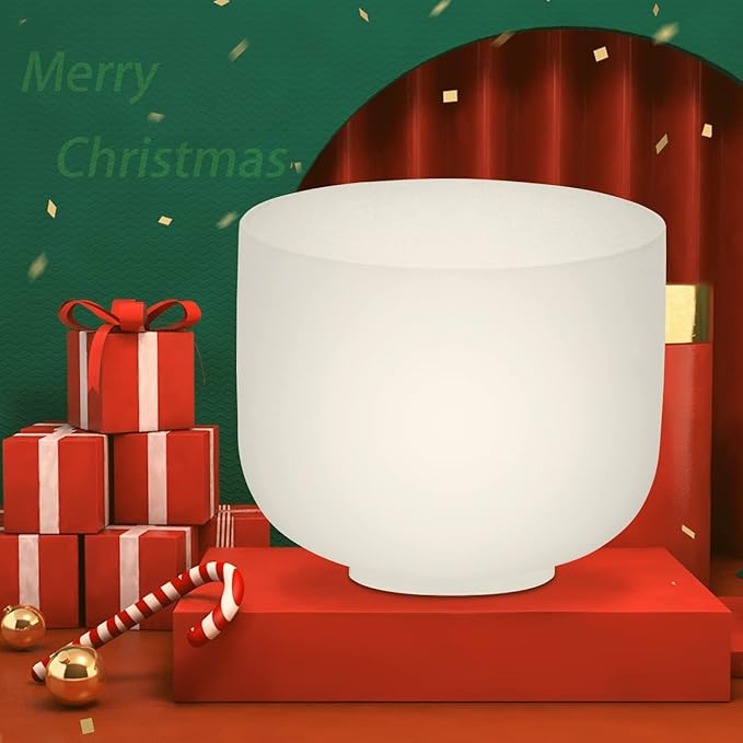 SOLSHINE Crystal Singing Bowl 8 Inches 432Hz C Note Root Chakra Frosted Quartz, With Free Crystal Forward And O-ring Sound Repairer - Bloomnest