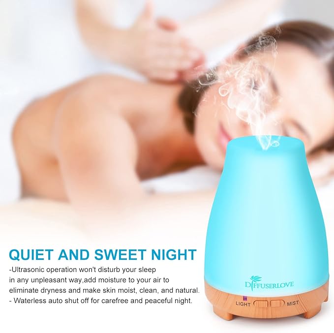 Diffuserlove Essential Oil Diffusers 200ML Remote Control Diffuser Mist Humidifiers BPA-Free Aromatherapy Diffuser (Yellow Base) Diffuserlove