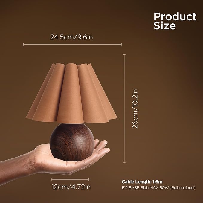 KUNJOULAM Cute Small Table Lamp, Modern Bedside Nightstand Lamp with Coffee Fabric Lampshade, Metal Base for Bedroom Home Office Decor (Without Buld) - Bloomnest