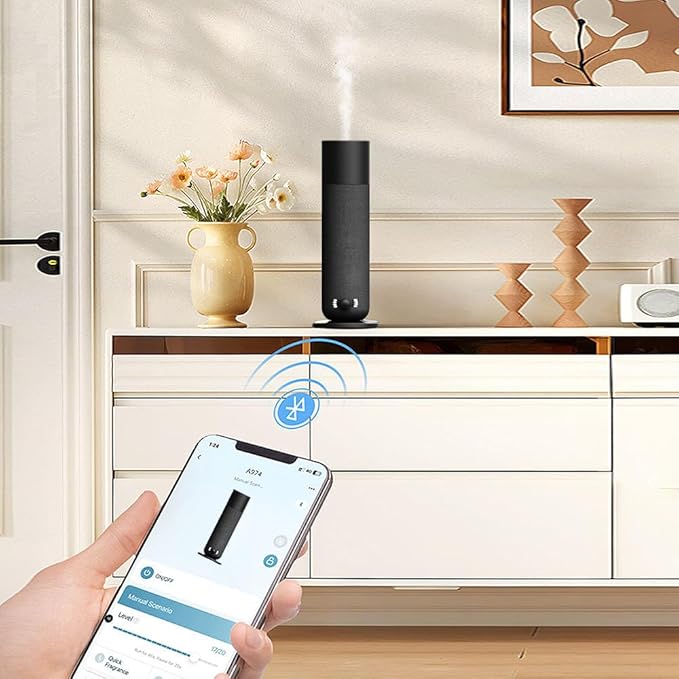 Smart Scent Air Machine for Home - Cold Air Technology Waterless Essential Oil Diffuser with Roy Tranquility Oil Set, Covers Up to 2000 Sq.Ft, Quiet Aromatherapy Machine for Hotel, Spa (Black) - Bloomnest