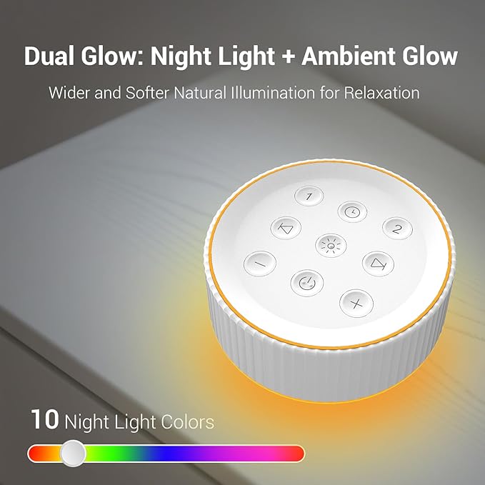 BGOVERSS Sound Machine with 26 Soothing Sounds, 10 Colors Night Light White Noise Machine for Adults Baby Kids Sleep Machines Function, Volume Levels 6 Timers for Home Office Travel - Bloomnest