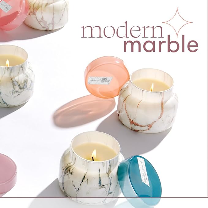 Capri Blue Candle - Modern Marble Jar Candles - Luxury Candles for Home Scented - Soy Candle Blend - Long Lasting - Honeydew Crush Scented (19 oz) - Bloomnest