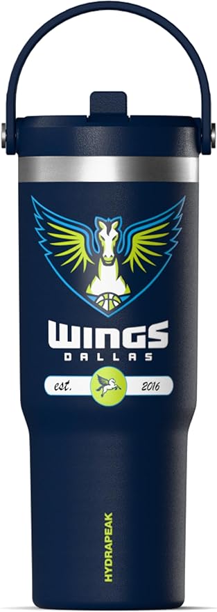Hydrapeak x WNBA Officially Licensed Dallas Wings 32 oz Nomad Tumbler with Handle and Straw Lid, Leakproof Stainless Steel Water Bottle - Bloomnest