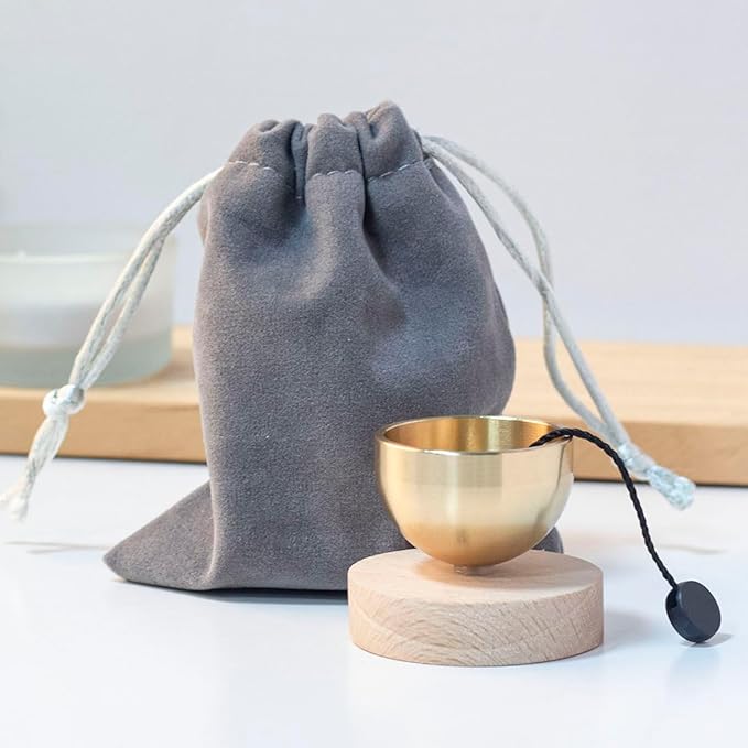 Portable Mini Singing Bowl Set | Beautiful sound and look | Little Tibetan Singing Bowl Set | Easy To Play | Chakra therapy, hand beaten | Creates Beautiful Sound for Healing (Light color-mini) iwoohome