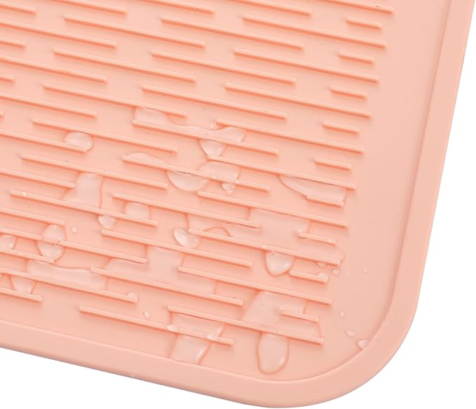 Silicone Dish Drying Mat for Multiple Usage,Easy clean,Eco-friendly,Heat-resistant Silicone Mat for Kitchen Counter or Sink,Refrigerator or Drawer Liner Pink 2XL 24 inches x 18 inches - Bloomnest