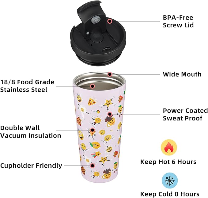 BJPKPK 22oz Tumbler With lid And Straw Stainless Steel Travel Coffee Mug Insulated Tumblers Cups,Hawaii Fruits Purple - Bloomnest
