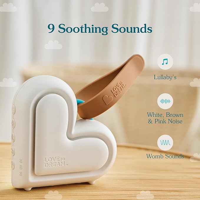 Love to Dream Sleep Machine, Baby White Noise Machine for Sleeping and Relaxing, Noise Therapy with 9 Soothing Infant Sleep Sounds with Baby Night Light, Portable Sound Machine