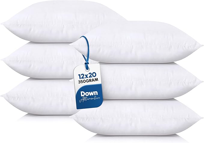 Utopia Bedding Throw Pillows (Set of 6, White), 12 x 20 Inches Pillows for Sofa, Bed and Couch Decorative Stuffer Pillow - Bloomnest