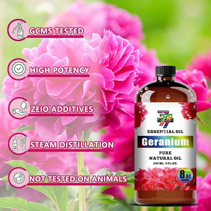 Geranium Essential Oil (8 oz / 240 ml) – Geranium Oils for diffusers, humidifiers, Home Baths, Cleaning Products, Yoga, DIY Soaps and DIY Scented Candles - Bloomnest