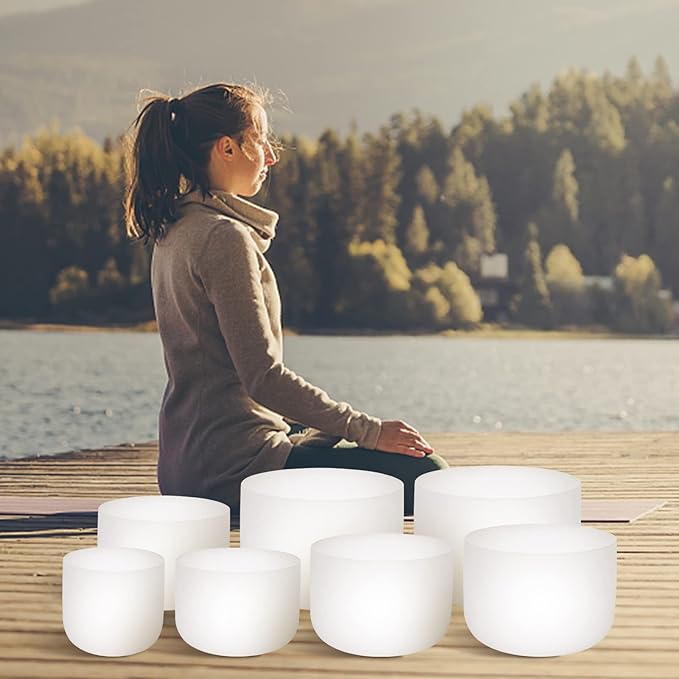 SOLSHINE 6-12 Inch Crystal Singing Bowl Set of 7 For Sound Healing With 2pcs Free Heave Duty Carring Case Crystal Mallet And O-ring Sound Repairer - Bloomnest