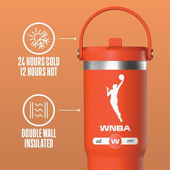 Hydrapeak x WNBA Officially Licensed WNBA 32 oz Nomad Tumbler with Handle and Straw Lid, Leakproof Stainless Steel Water Bottle - Bloomnest