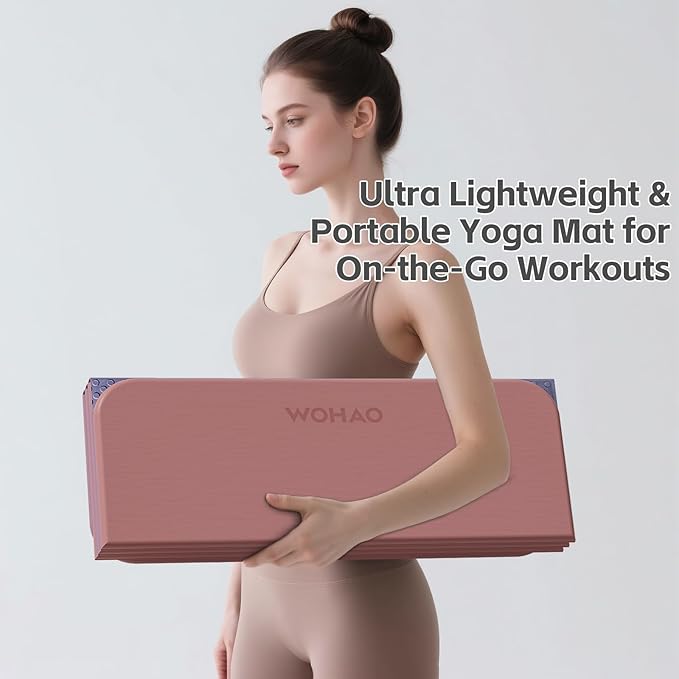 7-Fold Yoga Mat 70"x24" - 1/2 Inch Thick Folding Exercise Mat, Compact Non-Slip TPE Mat for Travel, Storage, Yoga & Home Gym, Lightweight & Portable - Bloomnest