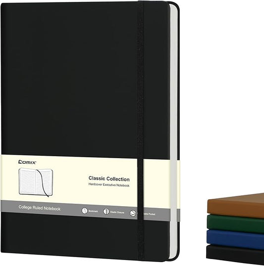 COMIX B5 Lined Journal Notebooks, 240 Pages, 6.9 x 9.8 Inches, Black, Hardcover Journaling Notebooks for Men & Women- Fits for Office, Business, School, Notes Taking & Writing - Bloomnest