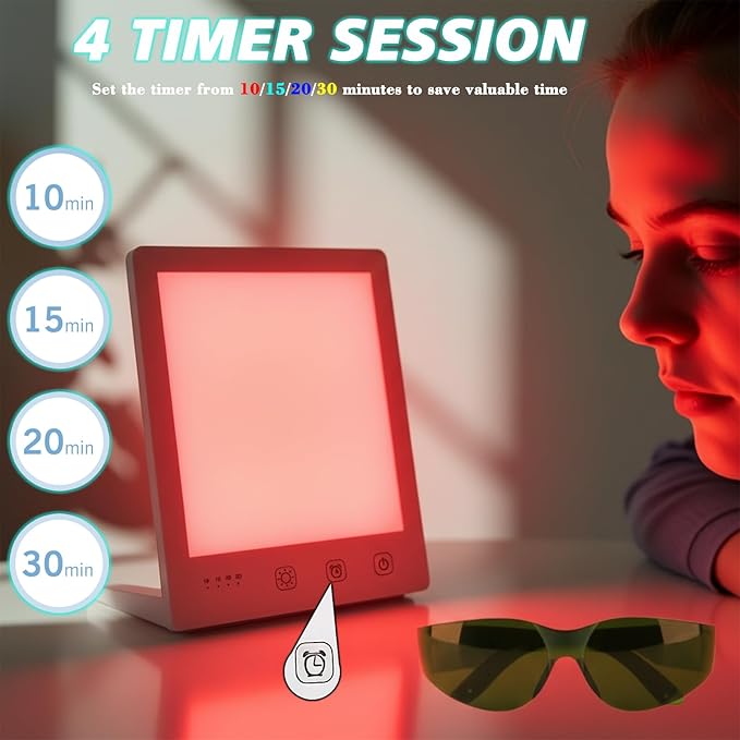 Red LED Light Therapy Lamp for Face, 5-Color Facial Beauty Device with 630nm & 850nm Near Infrared Red Light Therapy for Desk with Adjustable Stand, Timer and Protective Glasses, Home and Travel Use Bloomnest