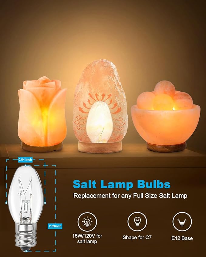 Salt Lamp Bulbs - 15 Watt Light Bulbs for Scentsy Wax Warmer - C7 Replacement Bulbs for Plug in Wax Diffuser- Warmwhite - Dimmable,15 Packs - Bloomnest