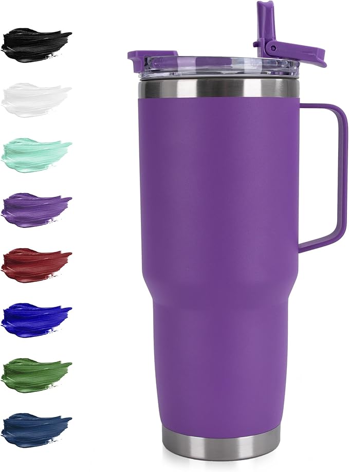 HASLE OUTFITTERS 30oz Tumbler With Handle, Insulated Travel Coffee Mug With Straw Leak-Proof Double Wall Stainless Steel Vacuum Tumblers Metal Cup with Straw for Hot and Cold Drink - Bloomnest