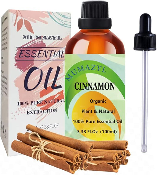 Cinnamon Essential Oil Cinnamon Oil 3.38 Fl Oz 100ML for Diffuser Humidifier Yoga Cleaning DIY Candle Soap Making Essential Oils 1 Pack - Bloomnest