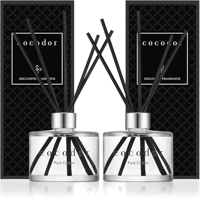 COCODOR Signature Reed Diffuser Set/Pure Cotton / 6.7oz /2 Pack/Home Fragrance Diffuser, Oil Scent Diffuser for Bathroom Shelf Decor - Bloomnest