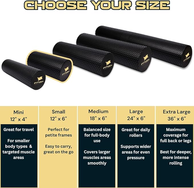 Fitizen Foam Roller – Muscle Massage Rehab Stiff Back Pain Physical Therapy Deep Tissue Firm Exercise Equipment Home Gym Stress Yoga Pilates for The Fit Citizen by FitNation - Bloomnest