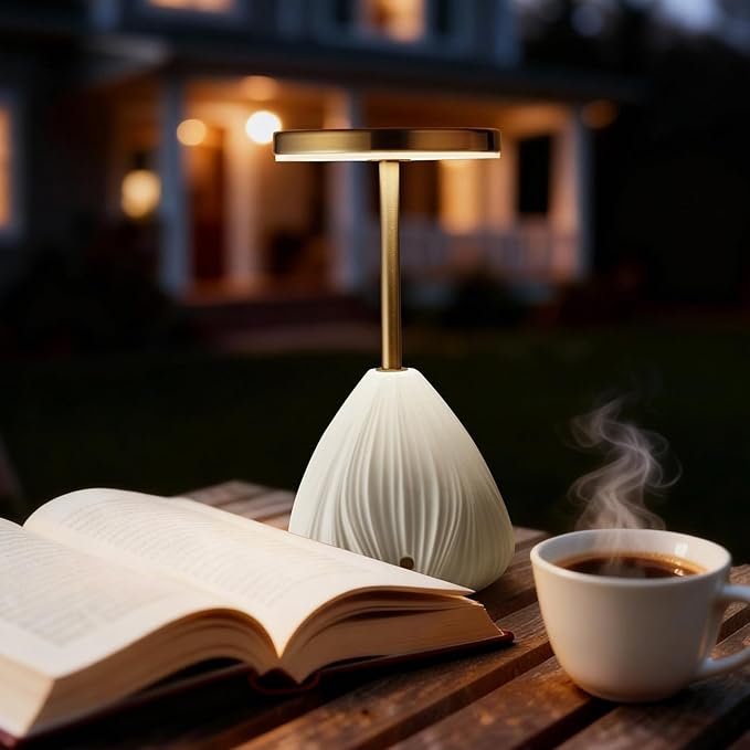 RONDURE 10.6" Ceramic Cordless Table Lamp, Portable Rechargeable Table lamp, Touch Dimmable Warm Ambient Lighting for Living Room, Bedroom, Dining Room, Fast Charging & Long Lasting - Bloomnest