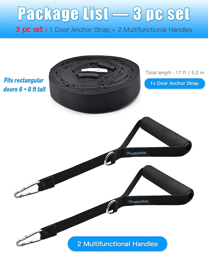 Brebebe Door Anchor Strap for Resistance Bands Exercises, Multi Point Anchor Gym Attachment for Home Fitness, Portable Door Band Resistance Workout Equipment, Easy to Install, Punch-Free, Nail-Free - Bloomnest