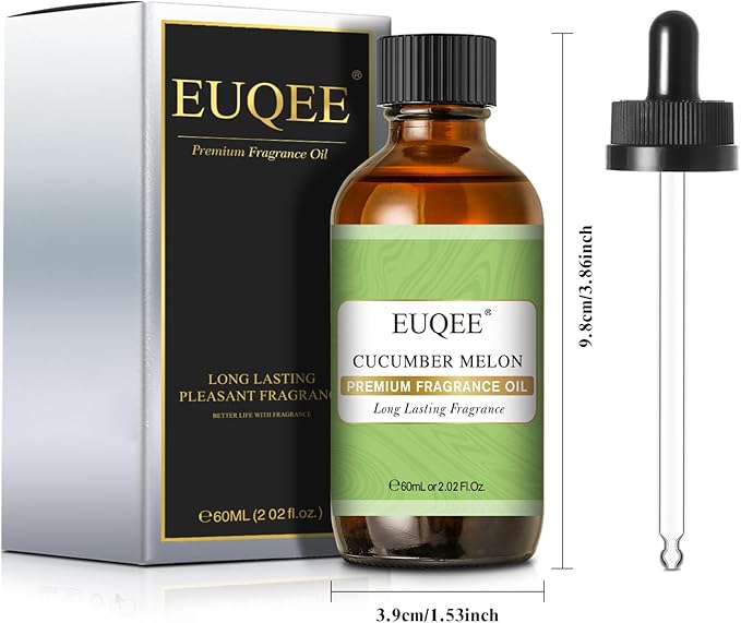 EUQEE Cucumber Melon Fragrance Oil, Premium Cucumber Melon Essential Oil 2.02 Fl oz/ 60ml with Glass Dropper for Diffuser, DIY Soap, Candle Making - Bloomnest