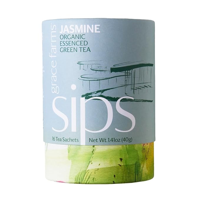 Grace Farms Organic JASMINE Green Tea (16 Pyramid Sachets) | Fragrant and Sweet | Fairtrade and Kosher Certified | Best Green Tea | Gives Back 100% of Profits - Bloomnest