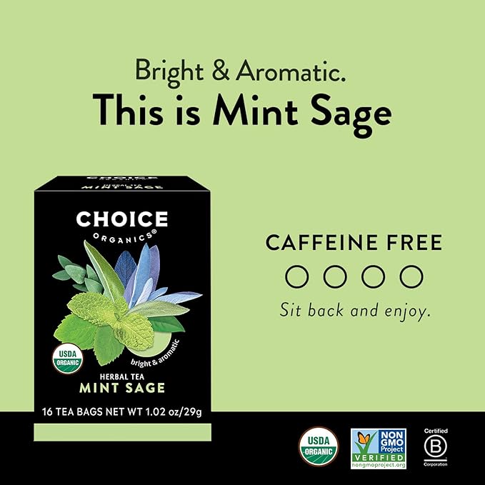 Choice Organic Teas - Herbal Tea Variety Pack Sampler - Includes Rooibos, Grapefruit Honeybush, and Mint Sage Organic Teas - 48 Tea Bags (Pack of 3) - Bloomnest