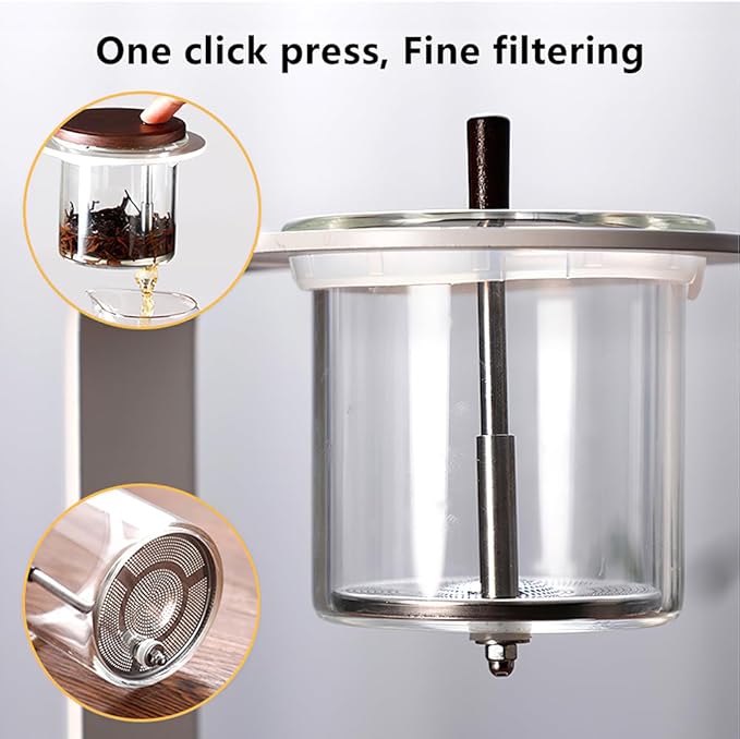 Lazy Kungfu Drip TeaPot, Heat Resistant Tea Set, Semi-Automatic Glass Teapot Suit for Magnetic Water Flow Wooden Glass Teapot Set