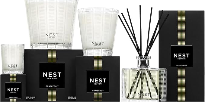 NEST New York Scented 3-Wick Candle, Grapefruit - 21.2 oz - Up to 100-Hour Burn Time - Reusable Glass Vessel - Bloomnest