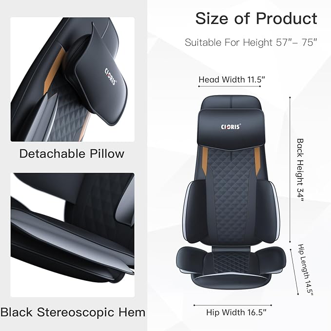 CLORIS Neck Back Massager with Heat, Automatic Adjustable Neckrest, 3D Shiatsu Compress & Rolling Massage Chair Pad for Full Body Relaxation, Home Office Chair Use, Gift for Family & Friends Blue - Bloomnest
