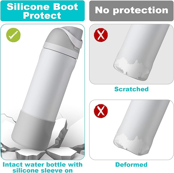 2PCS Silicone Water Bottle Boot for Owala 24oz 32oz 40oz, Anti-Slip Protective Sleeve Bottom Bumper Protector for FreeSip, Twist, and Flip Stainless Steel Water Bottles Alwenid