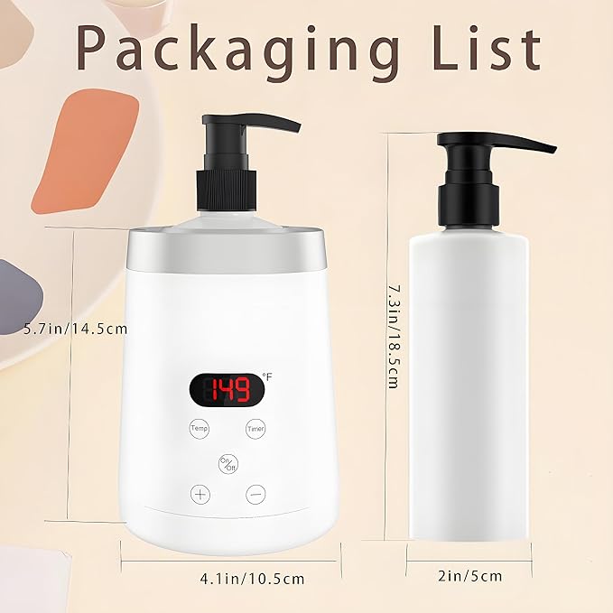 Massage Lotion Warmer Professional Electric Lotion Digital Heater for SPA, Compact Oil Warmer Heated Bottle for Beauty Salon Home,Automatic Thermostat Cream Heater wiht Two Oil Dispenser Bottle Funnel - Bloomnest