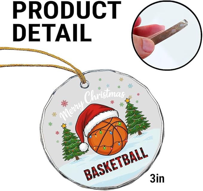 Basketball Glass Ornament – Handcrafted Hanging Decoration, Elegant Keepsake with Unique Basketball Design, for Home, Holiday Tree, or Special Occasion - Bloomnest