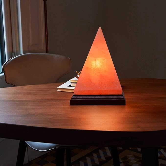 Apex Global Himalayan Pink Salt Lamp Pyramid Individually Hand Crafted, (8 inches, 7 lbs.) Amber Glow, Certified Wire with Dimmer Switch and Extra Bulb Unique Gift Idea - Bloomnest