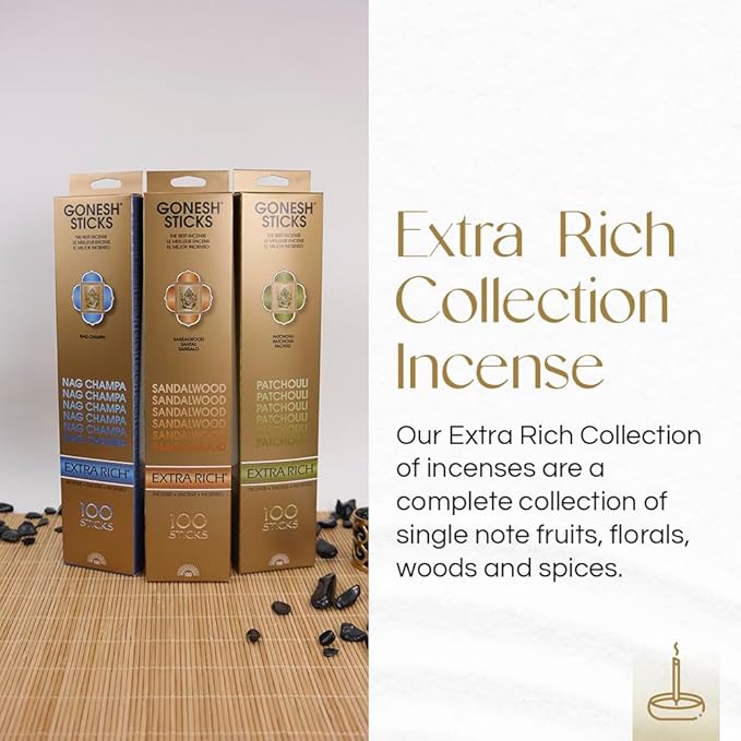 Gonesh - Extra Rich Scented Incense Sticks - Non-Toxic 10” Slow Burn Aromatic Sticks - White Musk - 100 Pack Gonesh