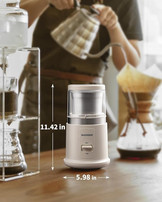 SHARDOR One Touch Coffee Grinder Electric, Spice, Herb, For Coffee Bean Spices and Seeds with 1 Removable Stainless Steel Bowl, Dry Grinder, White - Bloomnest