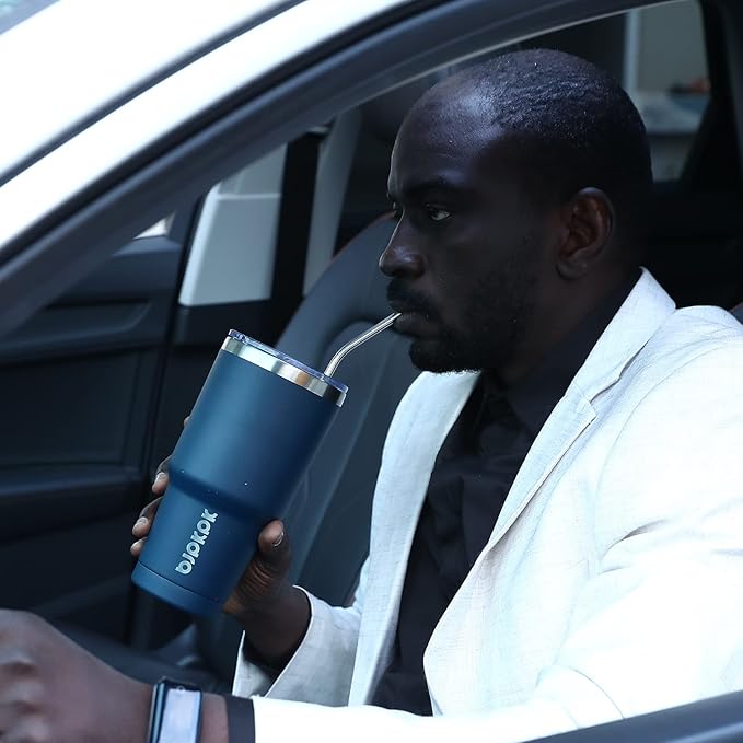 BJPKPK 30 oz Stainless Steel Insulated Tumbler with Lid and Straw, Reusable Ice Travel Coffee Thermal Tumblers Cup,Brick Red - Bloomnest