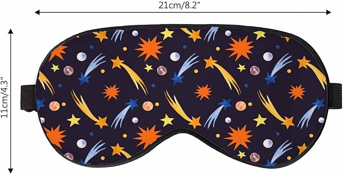 Space Sleep Mask Watercolor Shooting Stars Multicolored Planets Men Women Sleep Mask with Adjustable Strap Eye Cover Eye Shade for Travel, Nap,Meditation - Bloomnest