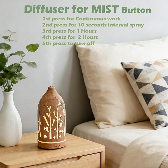 3 Essential Oil Diffuser Set,7.1''x3.5'' Aromatherapy Diffusers,Desk Humidifiers for Office,Small 200ml Humidifier with 7 LED Colors Night Lights,Waterless Auto-Off for Home Decor Gift (Tree) - Bloomnest