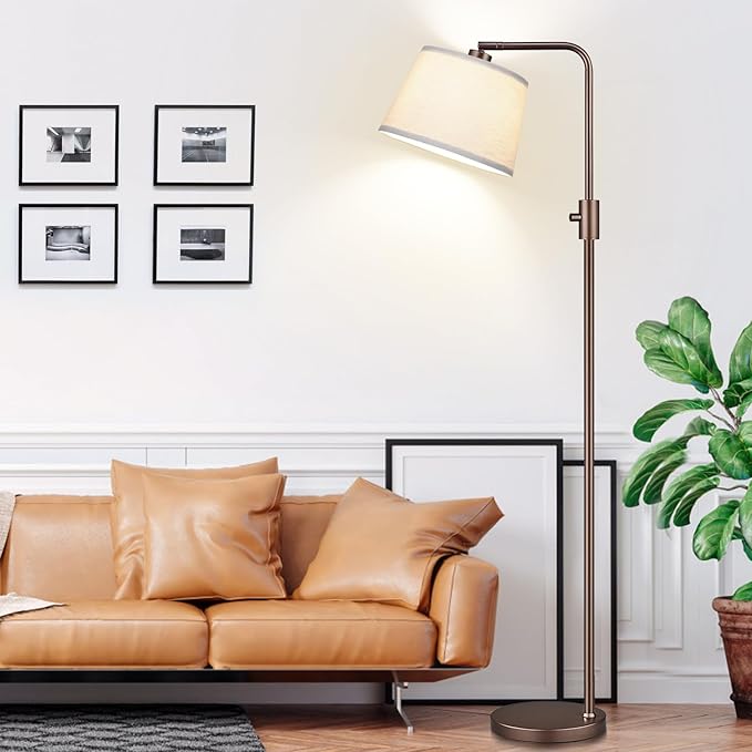 Nintiue [Upgraded] Dimmable Floor Lamp, 1000 Lumens LED Edison Bulb Included, Modern Arc Standing Tall Brown Floor Lamp for Living Room Bedroom Office Dining Room - Bloomnest