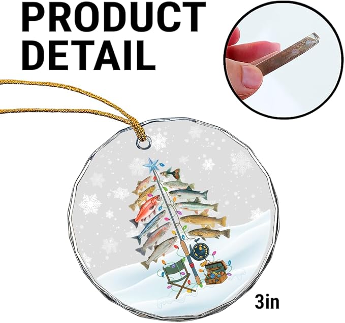 Fishing Glass Ornament – Handcrafted Hanging Decoration, Elegant Keepsake with Unique Fishing Design, for Home, Holiday Tree, or Special Occasion - Bloomnest