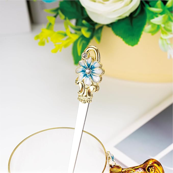 Flower Tea Cup ,Butterfly Daisy Clear Glass Fancy Coffee Mug with Spoon,Gift Box, Hot And Cold Drinks Use,For Her Mom Wife Grandma Girls Friends Valentines Christmas Birthday Present Idea for Juice - Bloomnest
