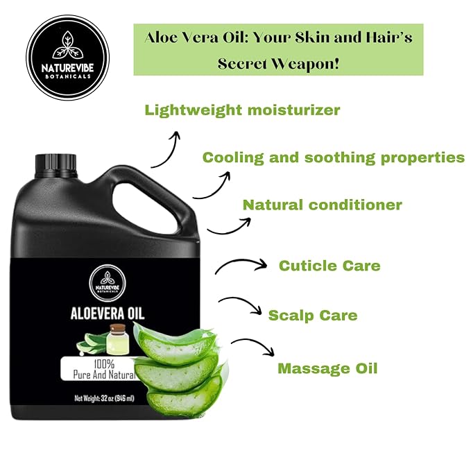 Naturevibe Botanicals Aloevera Oil 32 Ounces | 100% Pure and Natural | Great for Skin Care and Hair Care - Bloomnest