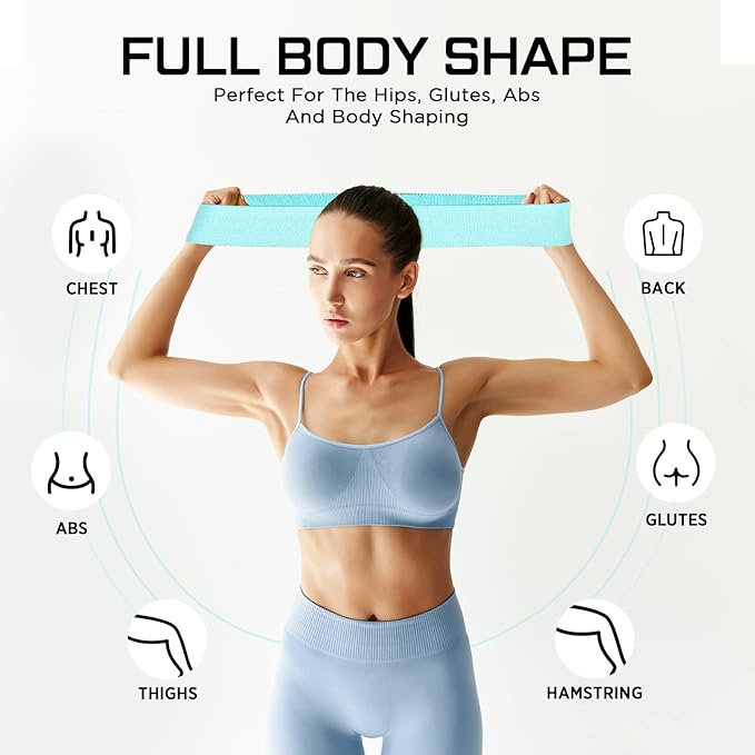 12 Pcs Fabric Resistance Bands for Working Out Booty Workout Stretch Exercise Bands Non Slip for Legs Squat Resistance Loop for Women Men Starter Butt Hip Thigh Fitness - Bloomnest