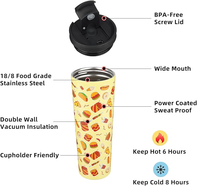 BJPKPK 30oz Tumbler With lid And Straw Stainless Steel Travel Coffee Mug Insulated Tumblers Cups,Yummy - Bloomnest
