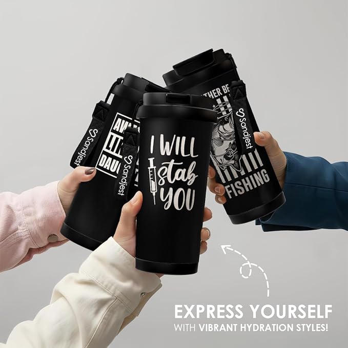 Nurse Tumbler I Will Stab You - Stainless Steel 2-in-1 Lid Engraved Coffee Tumbler 18 oz, Funny Insulated Travel Mug Gift for Women, Nurses Week Present, Nursing School, Birthday - Bloomnest