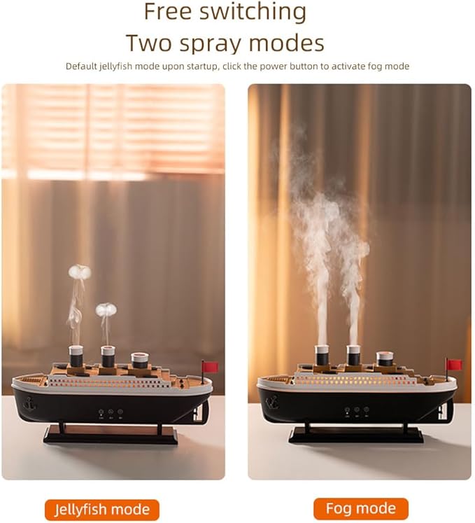 Essential Oil Diffuser, 250ml Ship Modelling Aromatherapy Ship Oil Diffuser Cool Mist Humidifier with Remote Control, Remote 2 Spray Mode Auto Shut-Off, 7 Color LED Light for Home Office(Black) - Bloomnest