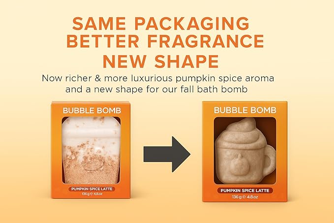 Pumpkin Spice Latte Bath Bomb for Women & Girls – Luxury Fall Bath Bombs (Giftable Packaging) - Natural & Relaxing Fall Gift - Vanilla, Cinnamon & Pumpkin Scented - Holiday Gift for Women - Bloomnest