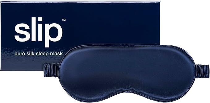 slip Pure Silk Sleep Mask - Navy | 100% Mulberry Silk, Ultra Soft & Comfortable, Blocks Light for Restful Sleep | Adjustable Strap for Perfect Fit, Gentle on Skin & Hair | Ideal Travel Accessory - Bloomnest